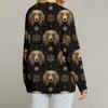 Women's Fashion Long Sleeve Christmas Print V-Neck Button Loose Cardigan Top