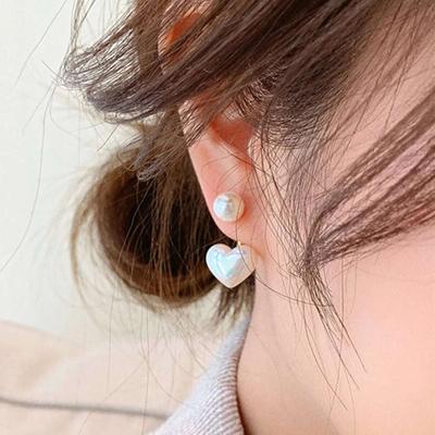 White Love Pearl Earrings New Trendy, Peach Heart Earrings Temperament Muse Fan Earrings