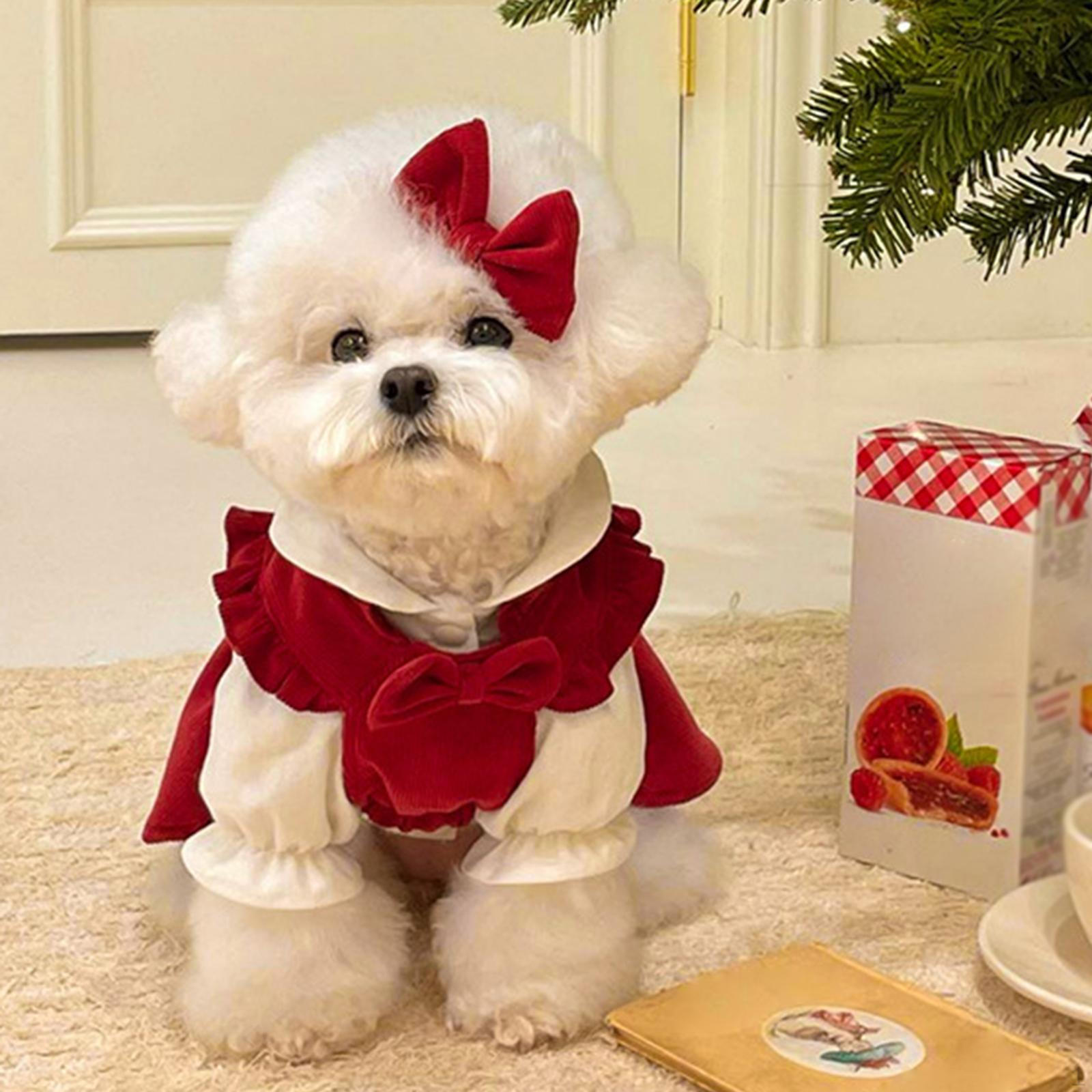 

Рождественское платье принцессы, комплект одежды для собак, зимний комплект для щенков и галстук-бабочка. M