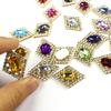 5Pcs 22*30Mm Shiny Rhinestone Rhombus Alloy Accessories Diy Jewelry Accessories Decoration