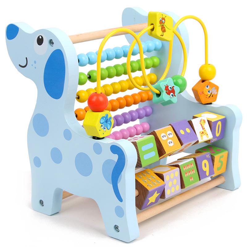Wooden Children Beaded Around Beads Toys Early Education Building Block Calculation Rack 1 Year Old 3 Girls Educational Enlightenment Education