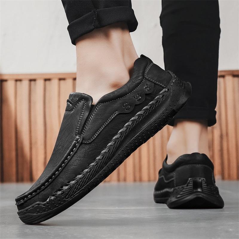 Fashion Non-Slip Outdoor Hiking Shoes Soft Cowhide Mens Casual Shoe Trainers New Leather Men Loafers High Quality Male Slip On Flats