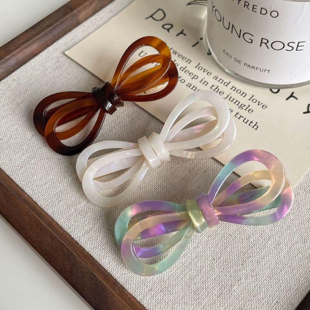 Side Clip Acetate Hair Clip Korean Style Bowknot Barrettes Sweet Bow Hairpin  Girls