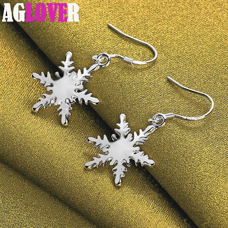 925 Sterling sølv Snowflake Drop øredobber smykker