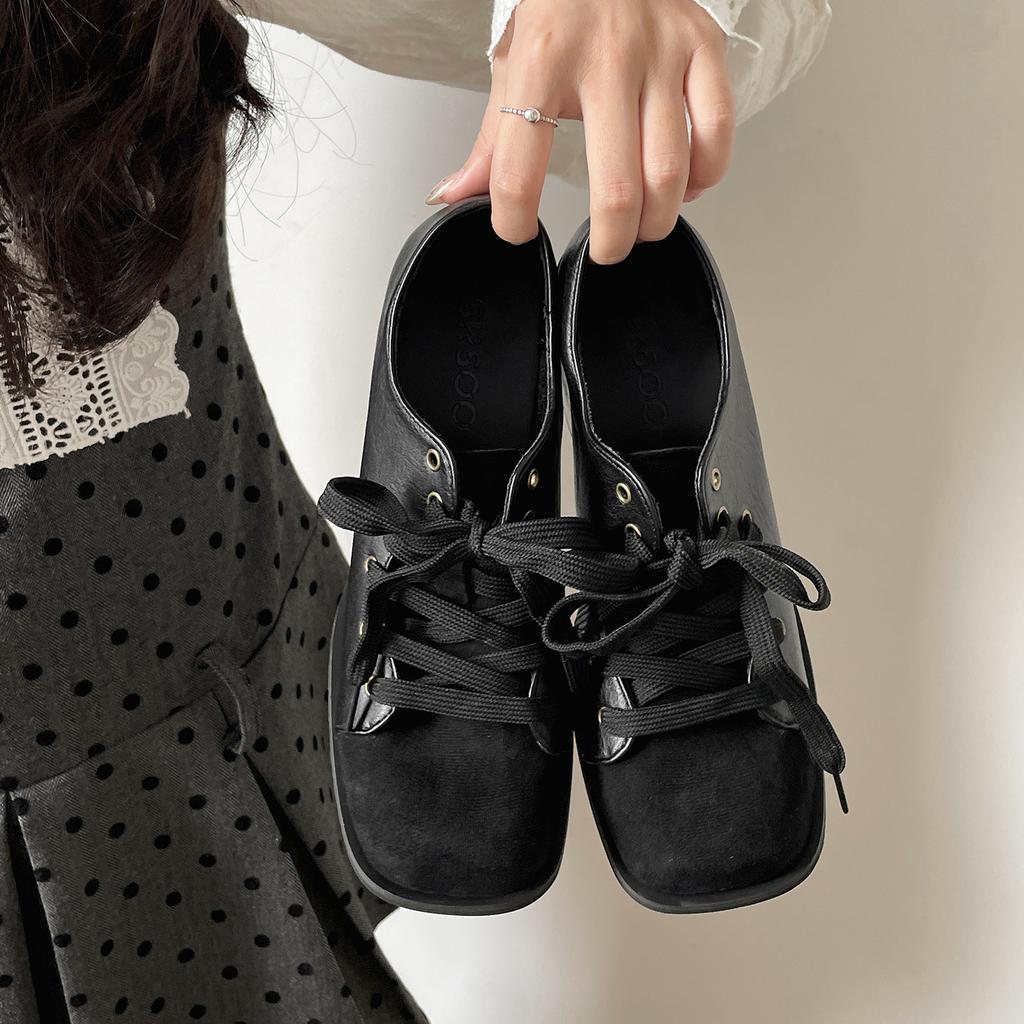 Retro versatile British style thick heel deep mouth single shoes women's summer 2025 new model with skirt high-end small single shoes