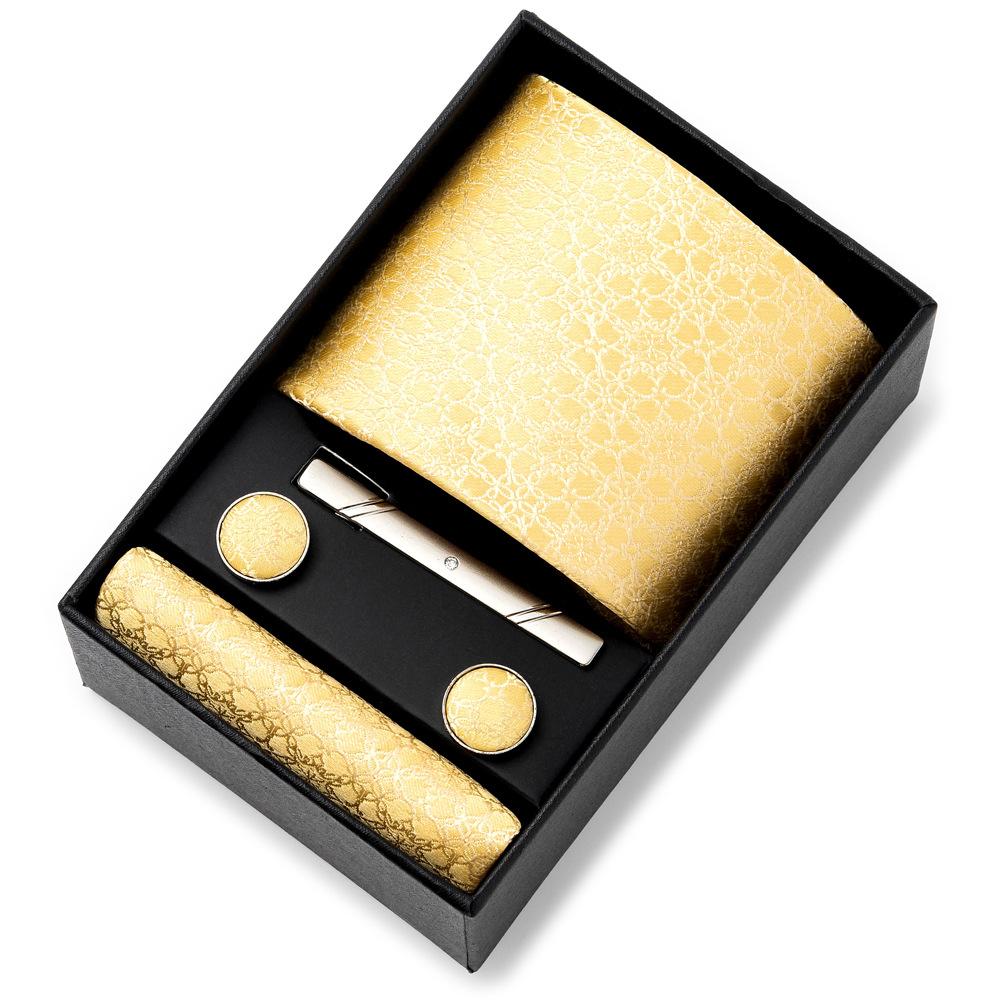 Men'S Tie Net Color Striped Jacquard Yarn Business Professional Tie Set Men'S Gift Box