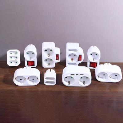 1 zu 3 Steckdosenadapter EU mit Schalter 16A Steckeradapter Reise-Ladegerät Deutscher Standard Stromwandler für Portugal Türkei