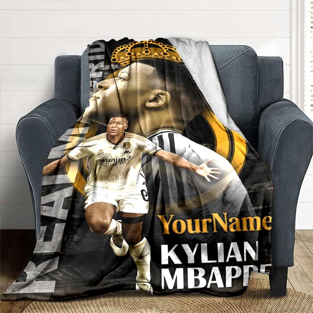 Mbappe Personalized Text Blanket Lightweight Personalized Blanket Warmthful Decor Great for Couch Livingroom Bedding Living Room