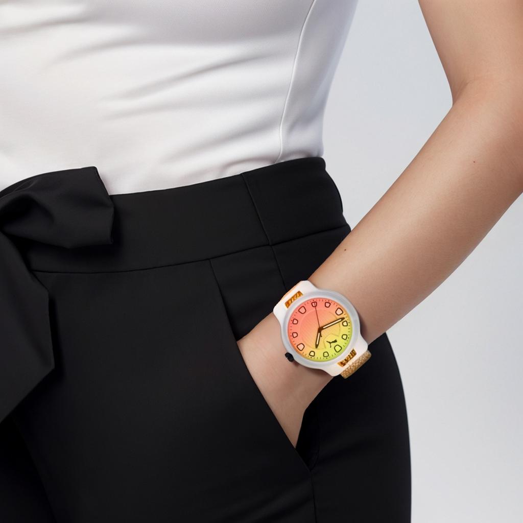 Puma Reset V1 Series Watch Quartz Movement Nylon Strap 43Mm White Dial Women watches P5043