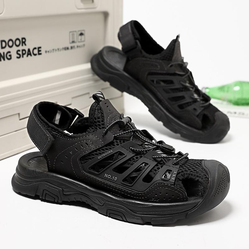 

Кожаные туфли с отверстиями, мужские летние дышащие, для занятий спортом на открытом воздухе, для альпинизма, для пляжа, сандалии 38