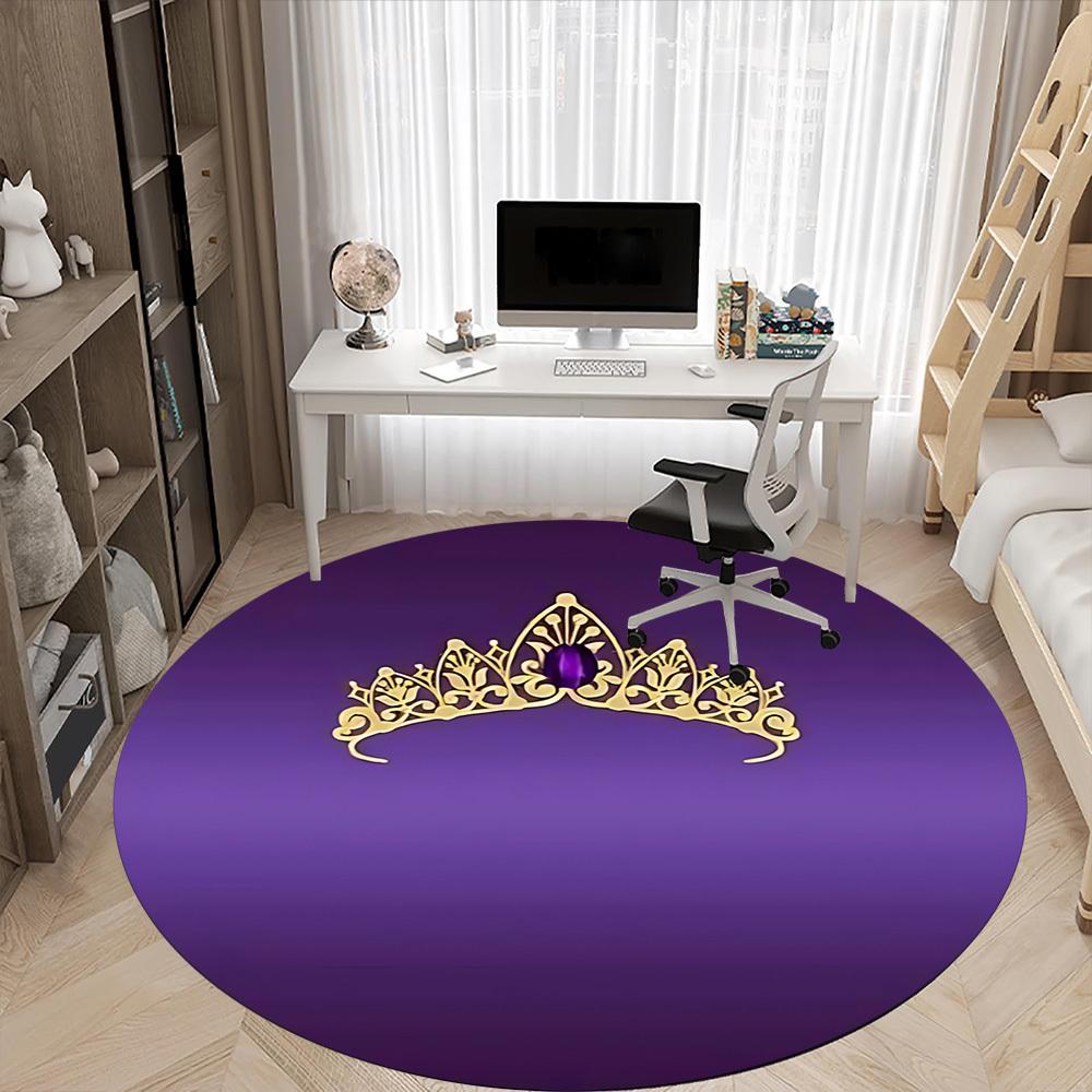 1pc Crown Tiara Chair Carpet for Office Non Slip, Machine Washable Rug for Office, Room Holiday Decor for Christmas, Birthday Polyester