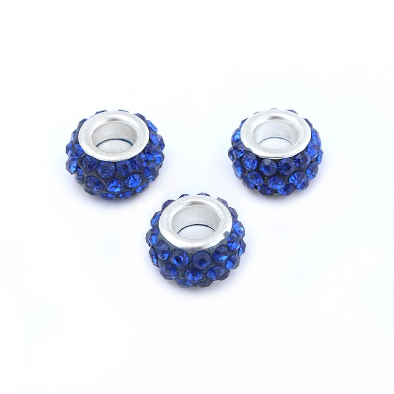 20pcs/Lot 11mm Clay Rhinestone Charm Beads for Jewelry Making Craft  Loose Spacer Beads Big Hole Beads DIY Bracelet Necklace