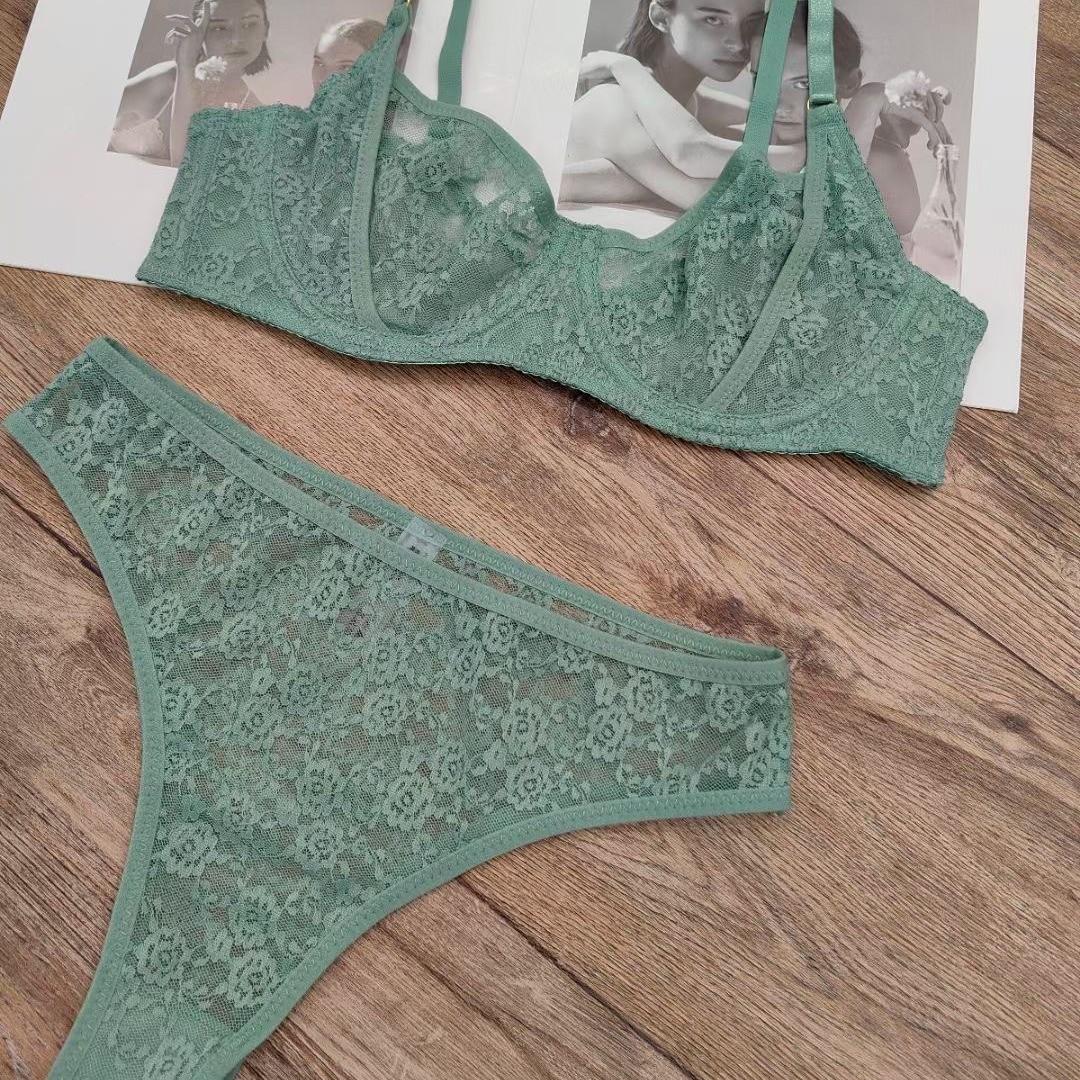 

Летний прозрачный кружевной комплект нижнего белья: Вдохновленный Францией, Минимизирующий бюстгальтер больших размеров Large