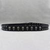 Punk Rivet Belt Real Cowhide Spike Skull Accessories Western Cycling Nightclub Belt A Whole Row of Skulls