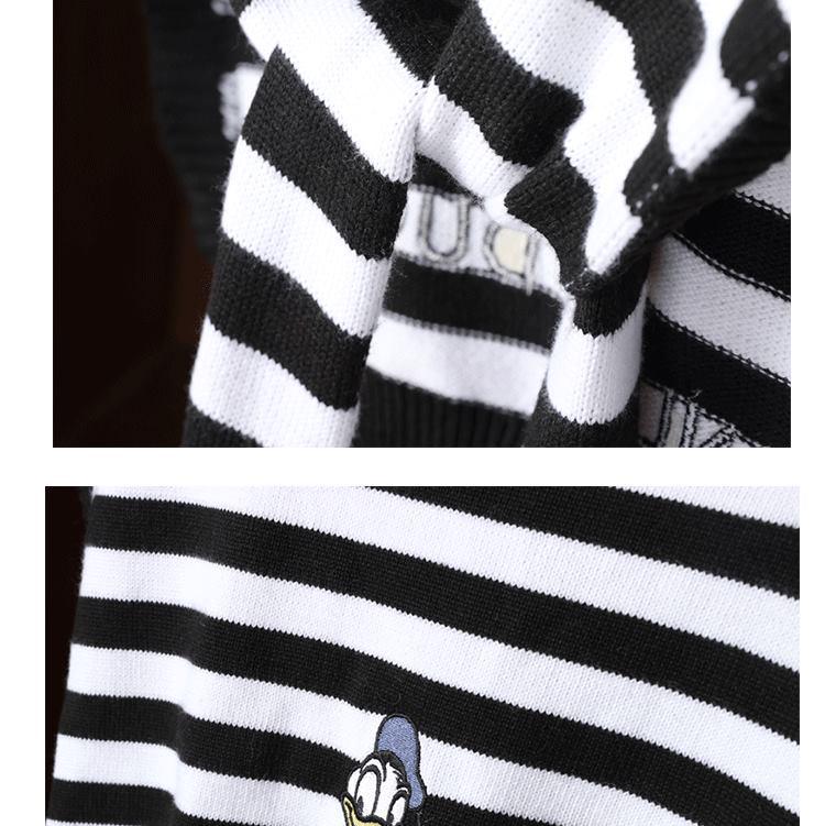 Donald Duck Embroidered Striped Wool Shawl - Women's Lightweight Knitted Scarf & Shoulder Protector for Spring & Autumn