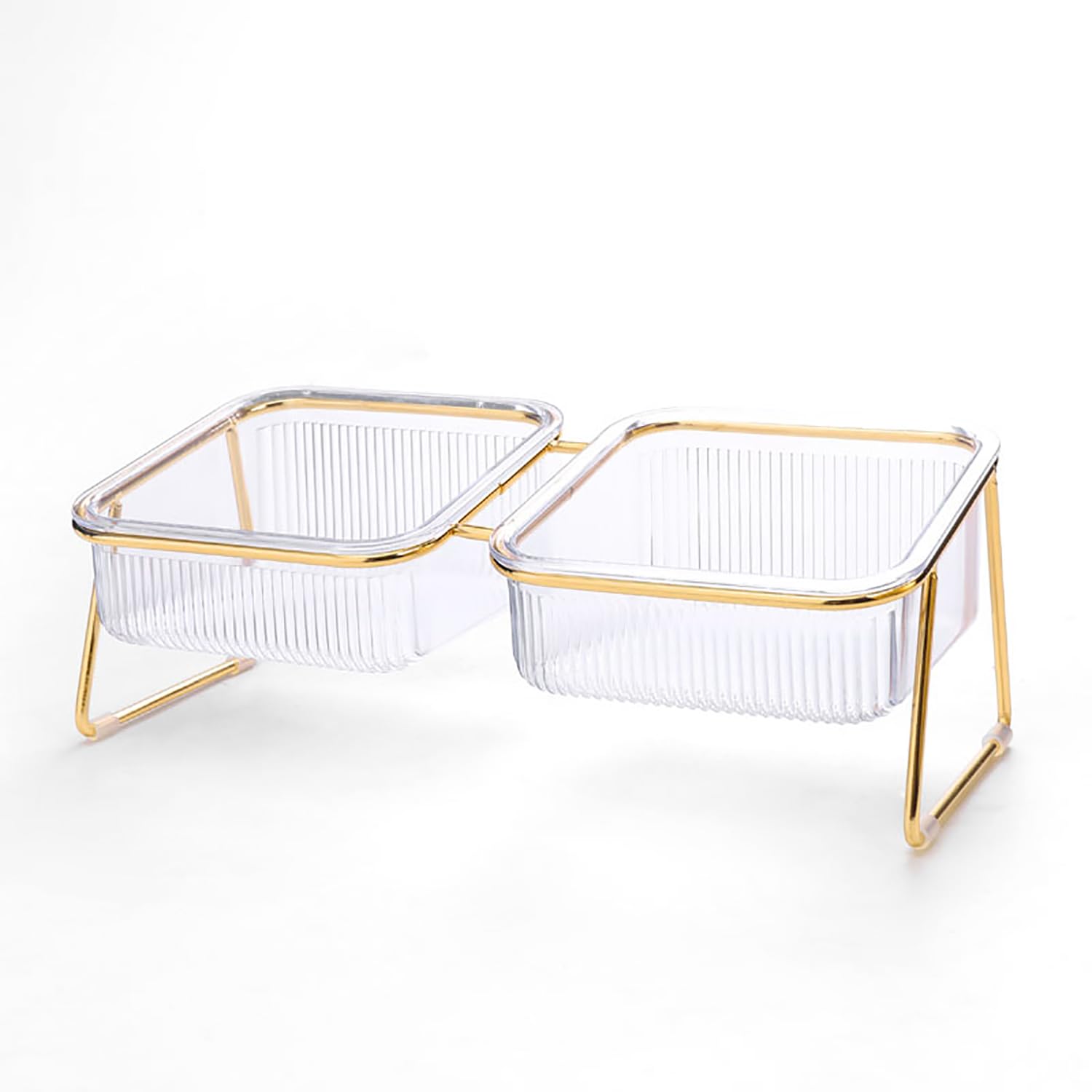 

diceevil Transparent Slanted 15 Degree Vertical Striped Pet Bowl Set of Food Dog and Cat Food Water Easy to Drinking Pet Easy to Pet Supplies 2, Bowl,