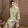 Green Inverted Large-sleeved Winter Clothing, Velvet and Thickened National Style Chinese Long-sleeved Improved Cheongsam, New Women's Retro Winter