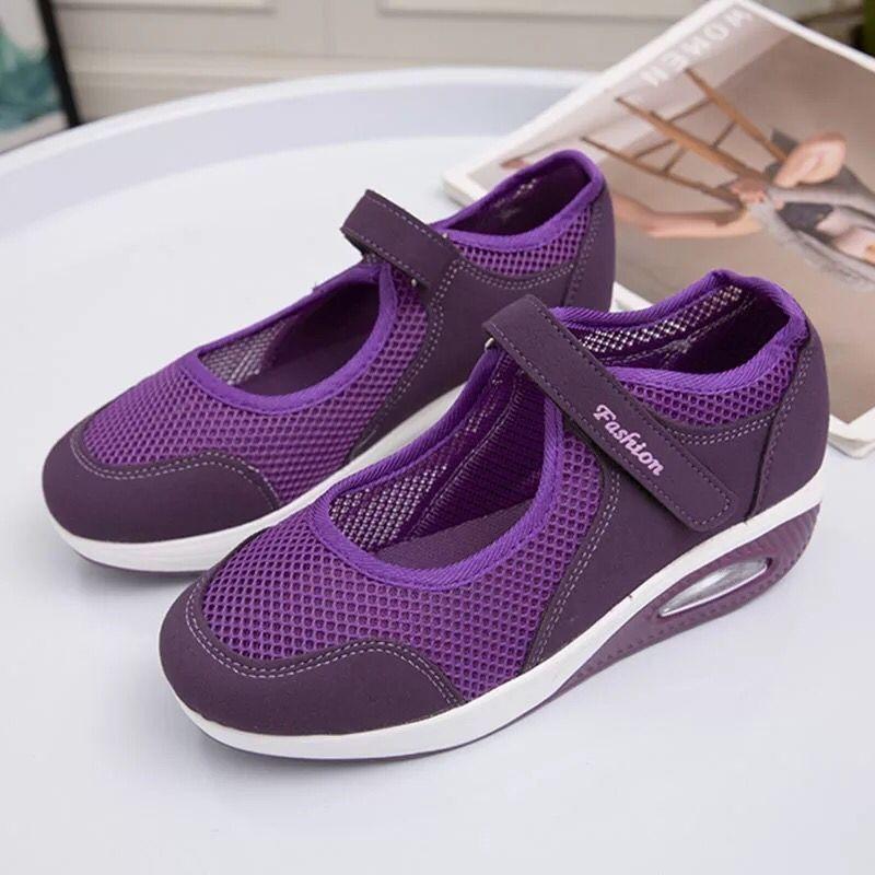 Stepping shoes women's shallow air cushion shoes spring and summer thick-soled mesh breathable soft-soled rocking shoes women's large size 4