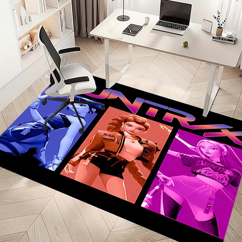 1pc Kpop Hunter11 Print Area Rug - Soft, Washable Non-Slip Indoor Mat, Living Room, Home Office Decorative Rug,Office Decorative