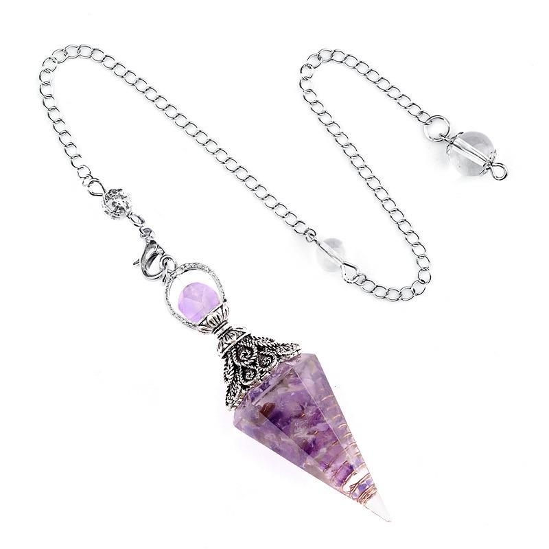 Natural Stone Spirit Pendulum Pendant Latticed Chain Energy Luck Mysterious Reiki Resin For Jewelry Making Accessories Necklaces