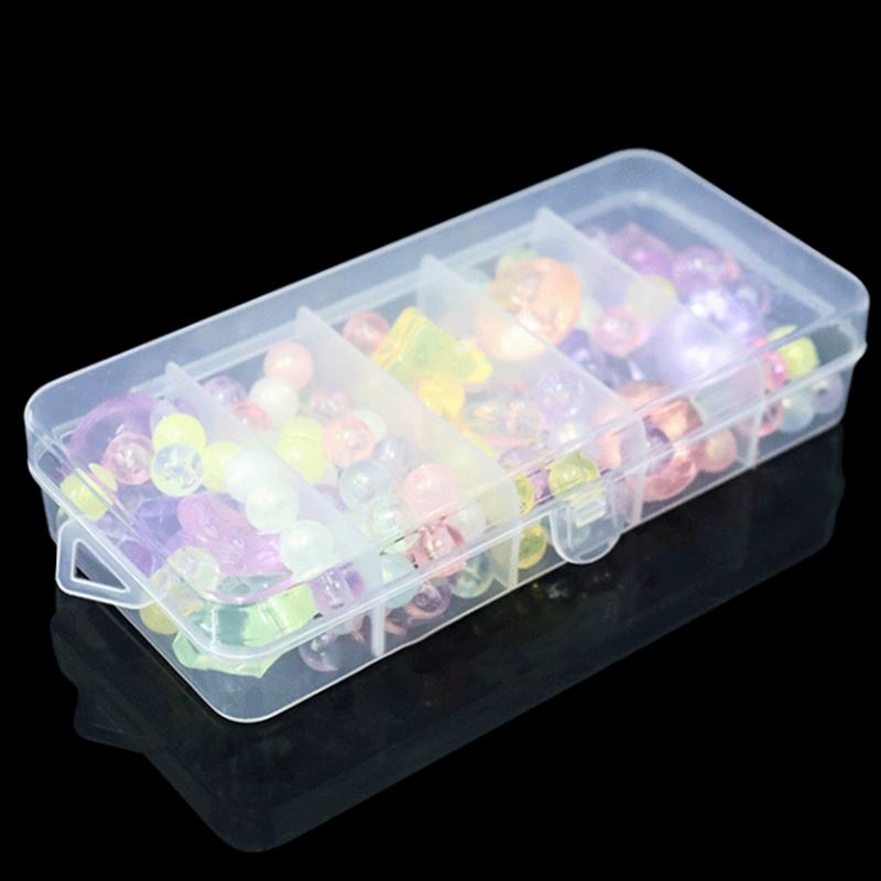 1Pc Single-Layer Five-Cell Rectangular Plastic Box Transparent Storage Box Bead Jewelry Container Jewelry Storage