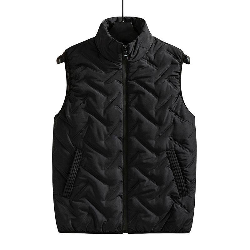 Feather Rong Cotton Vest Men's Autumn and Winter Stand-up Collar Warm Vest Korean Version Fashion Casual Large Size Men's Vest Men's Clothing