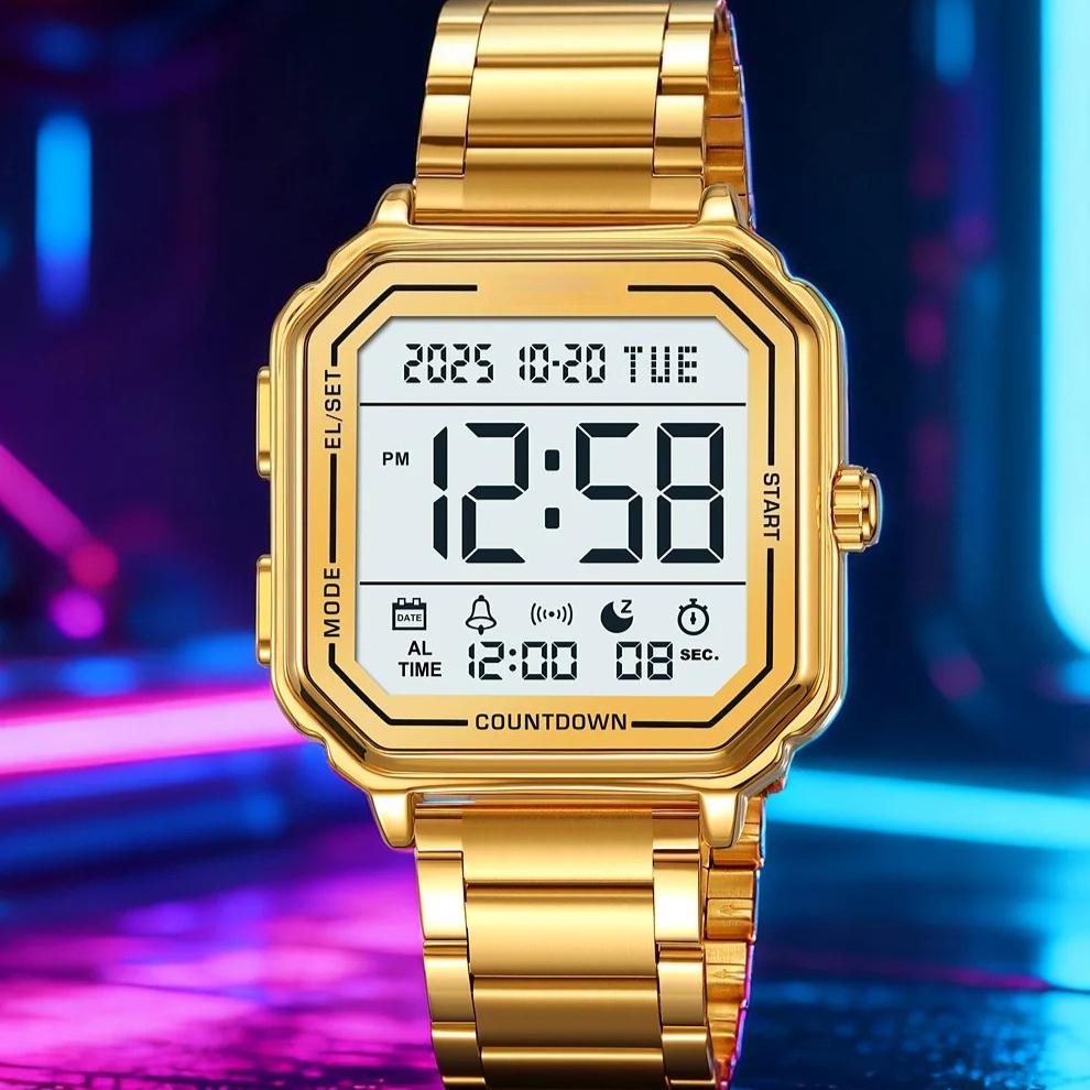 Sport EL Light Casual Watch Chronograph Countdown Stopwatch Digital Wristwatch Mens Clock