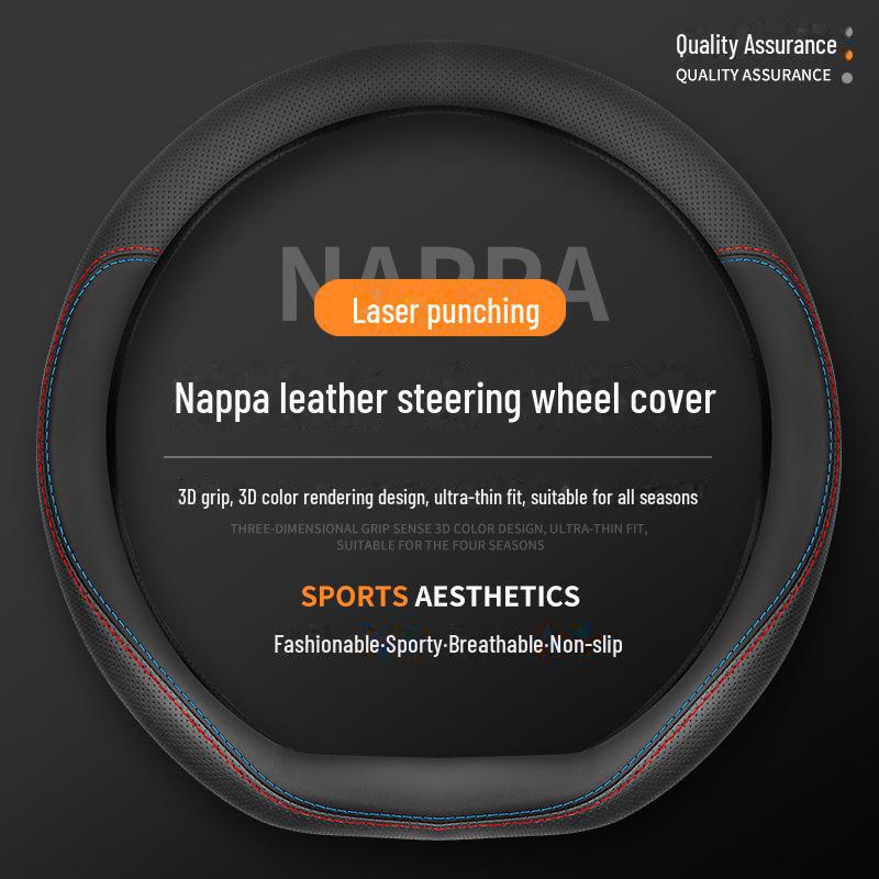 Geely Geometry EX3 Kung Fu Cow Genuine Leather Steering Wheel Cover - Non-Slip, Universal Fit for All Seasons