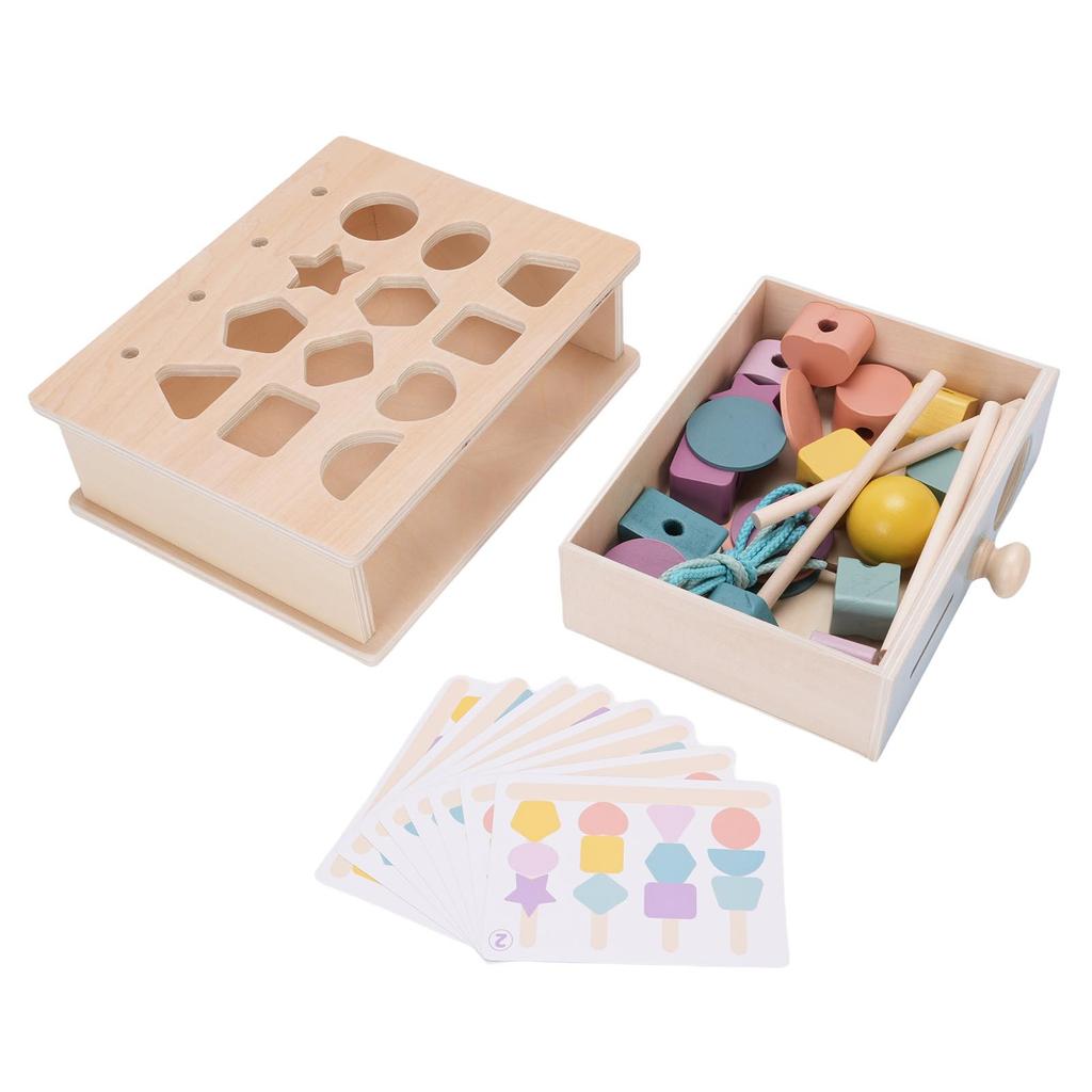 Drewniane Zabawki do Sortowania Kolorów i Układania w Stos Wczesna Nauka Koraliki do Nawlekania Zestaw do Sekwencjonowania dla Maluchów