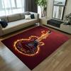 Rock Theme 3D Flame Guitar Printed Rug Non-slip Stylish Floor Mat for Living Room Bedroom Studio Gift for Music Fans