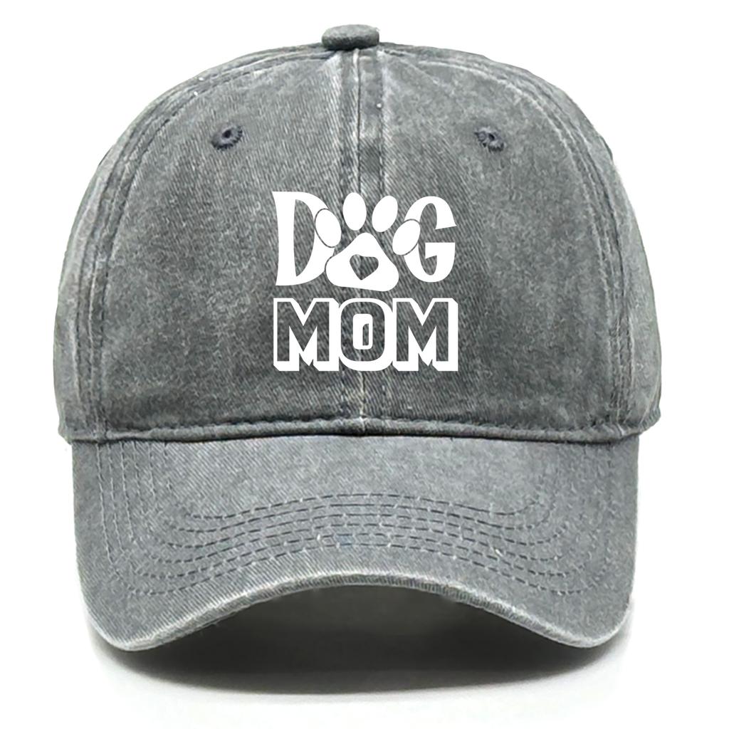 DOG MOM Print Adjustable Sun Hat Cotton Caps For Man Washed Retro Raw Brim Snapback Caps Ideal Choice For Casual Wear