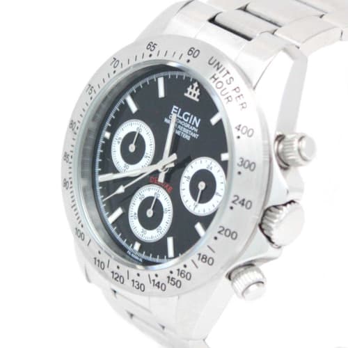 Elgin Men's Silver Chronograph Diver Watch FK1059S-B