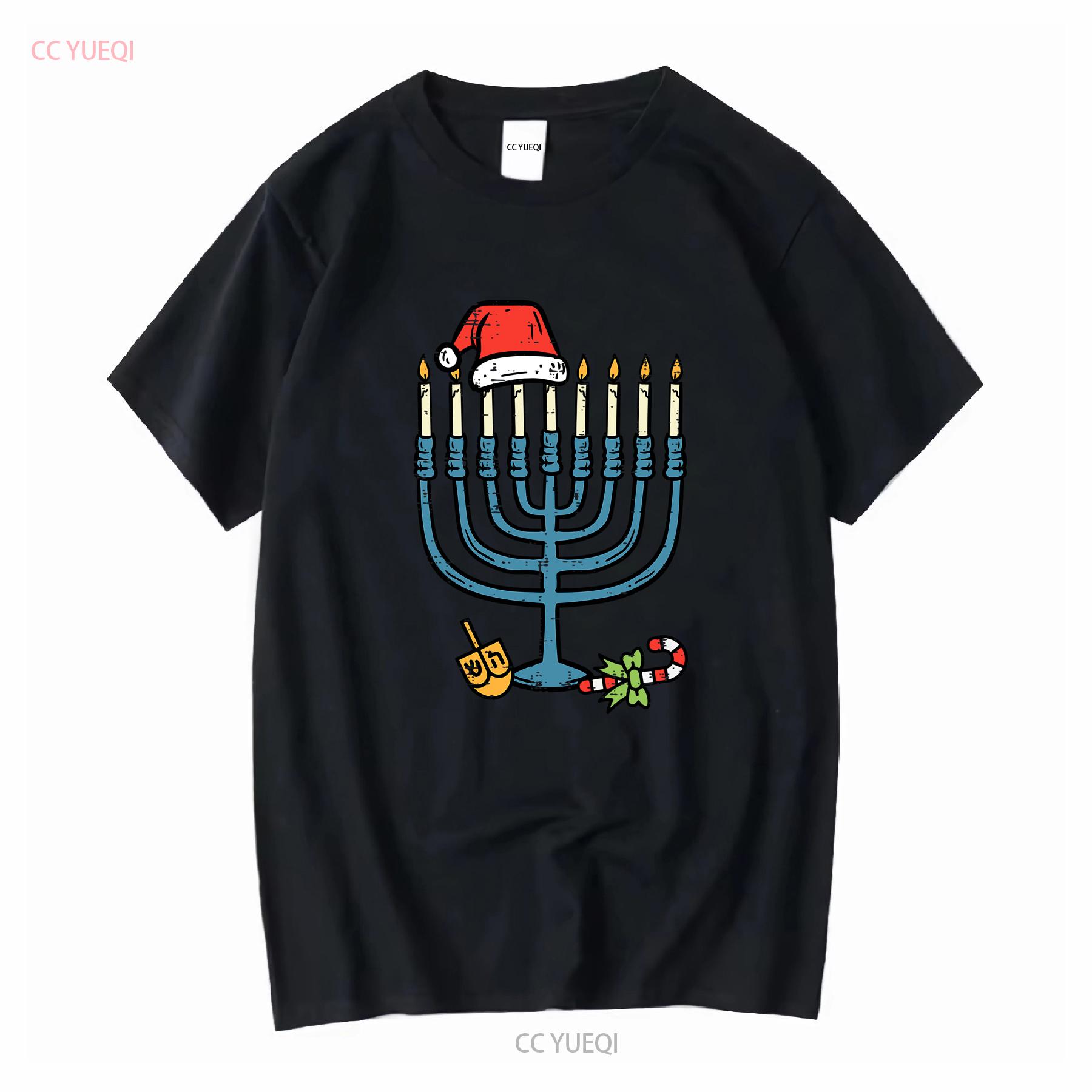 

Christmas Hat Menorah Jew Hanukkah Chanukah Kids T Shirt vintage Washed graphic Soft Unisex Stretched Slightly designer clothes 4XL