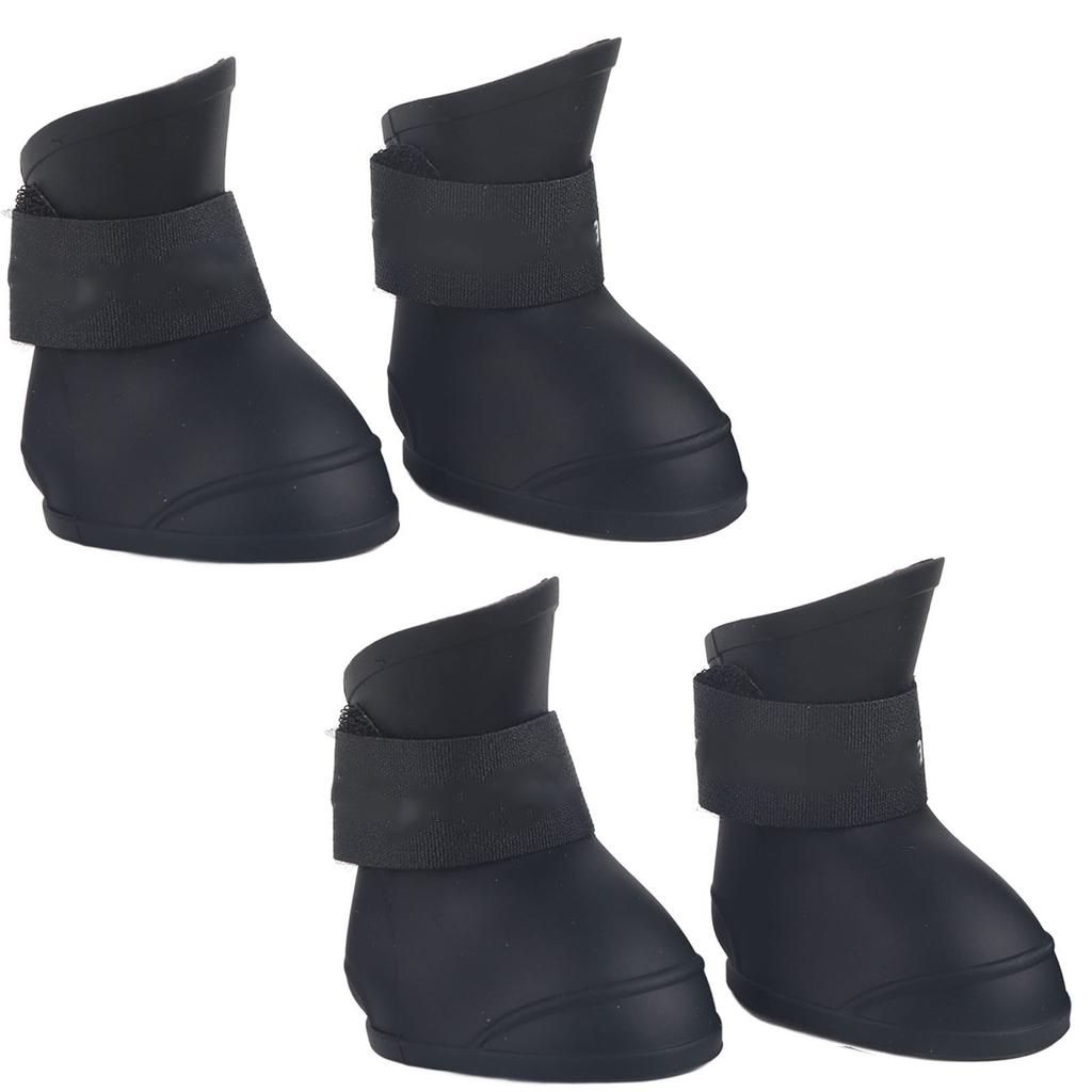 4 Stück Silikon Haustier Hund Niedlich Wasserdicht Stiefel Rutschfest Schützend Regenschuhe(L Schwarz)