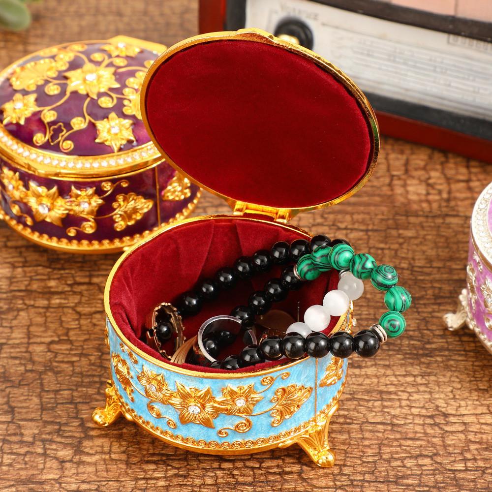 Vintage Creative Jewelry Box With Flower Design For Wedding Gift And Travel Storage
