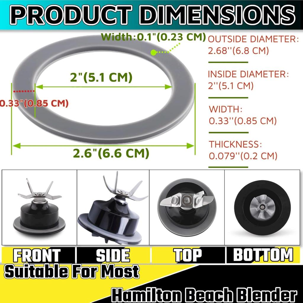 Hamilton Beach Blender O-Ring Gasket Seal - 5 Pcs Replacement Parts for Blender & Food Processor