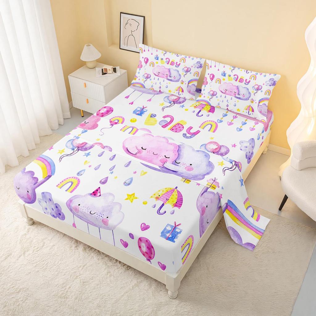 Cute Cartoon Bear Pattern Bed Hat Four-Piece Bedding Set Bedroom Dormitory Bedding Decoration