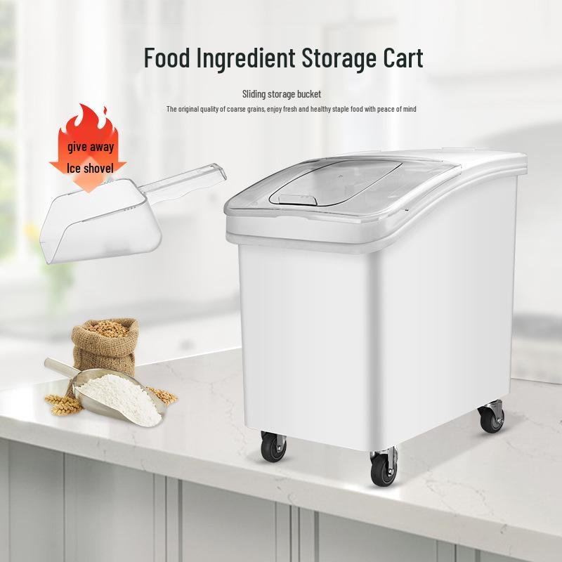 Large Food-Grade Rice Storage Bin, Insect & Moisture-Proof, with Partition, Durable PP Plastic, High Capacity.