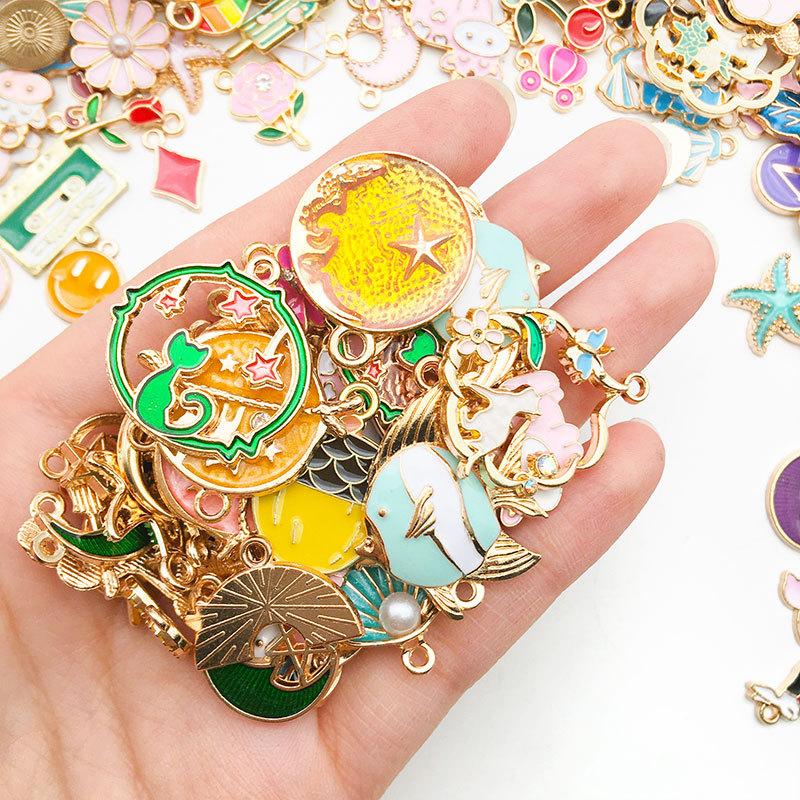 Mix Styles 20-100pcs Jewelry Making Charms Golden Enamel Plated Pendant For DIY Jewelry Making Handmade Jewelry Accessories