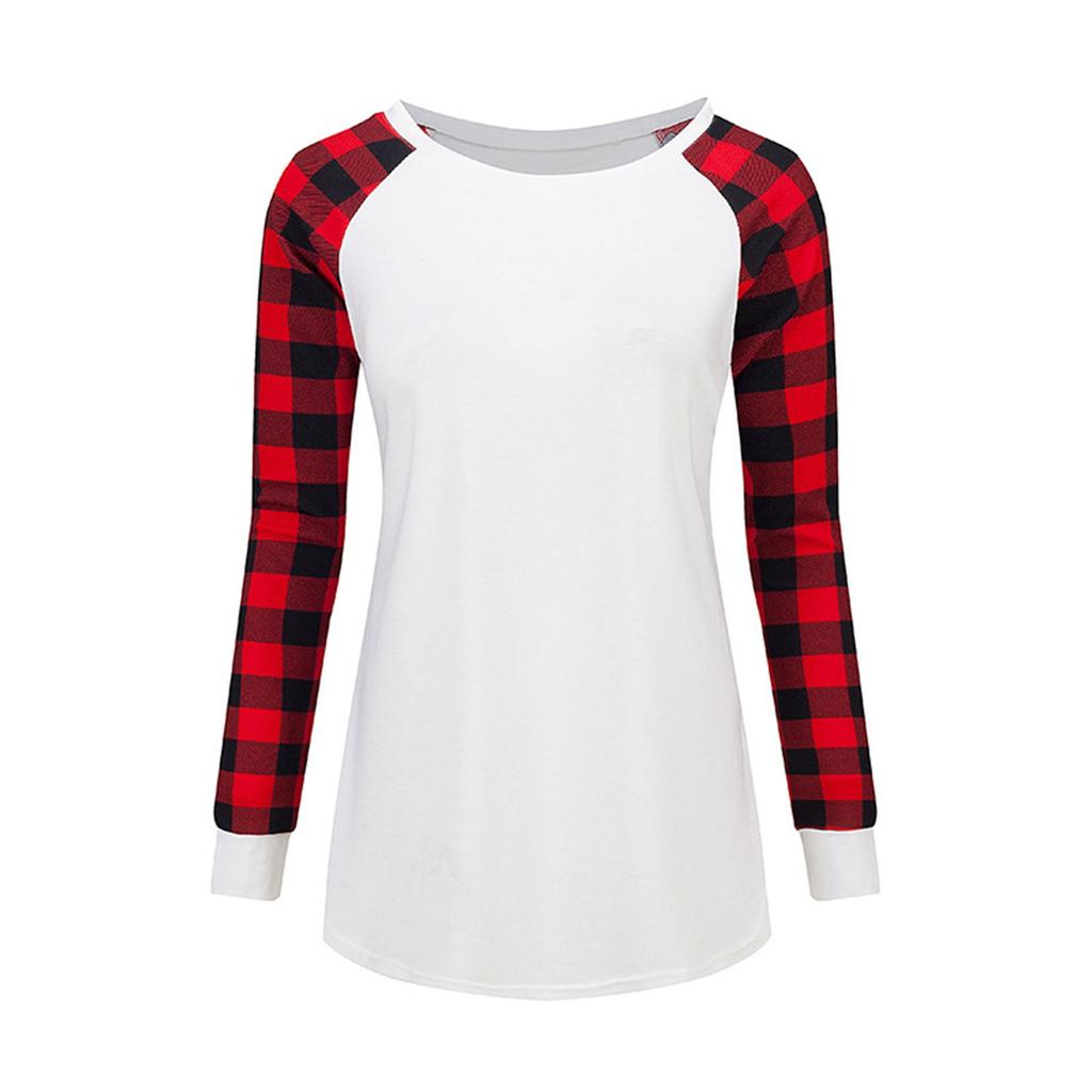 Women's Plaid Print Long Sleeve Casual Top T-Shirt