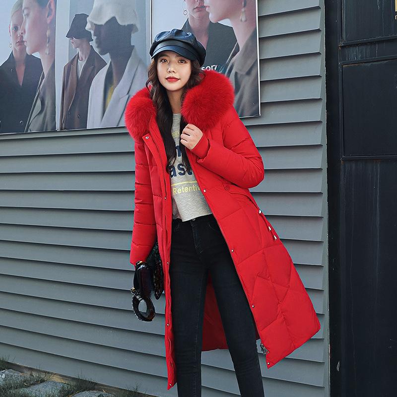 Cotton-Padded Women Light Down Cotton Coat Long Autumn Winter Jacket Supersize Women Detachable Hooded Parker Overcoat