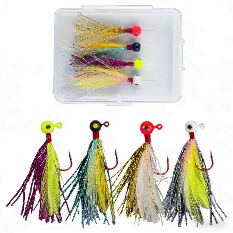 Boxed4PCS 15GFly Hook Set, Feather Hook, Artificial Bait, Micro-fish Bait, Fly Hook, Mosquito Hook