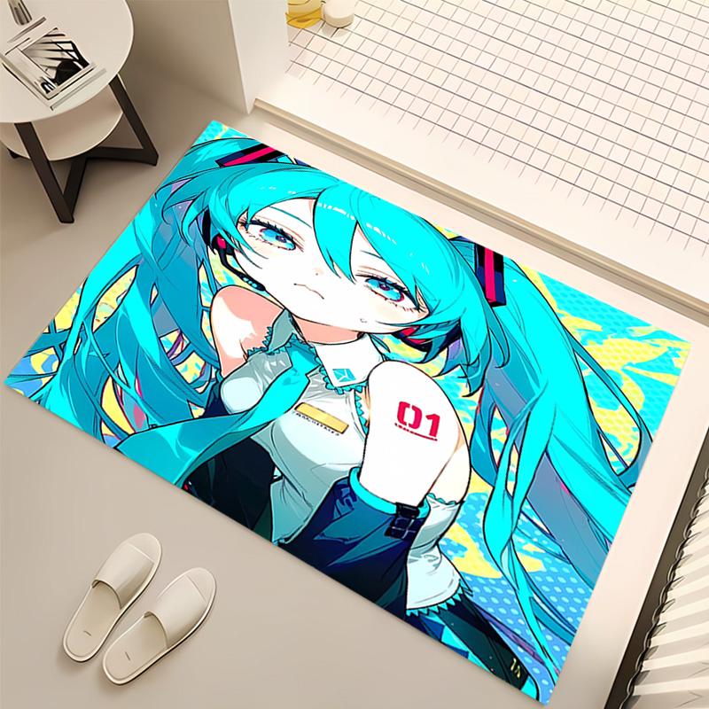 1pc Hatsune Miku Print Area Rug - Soft, Washable Non-Slip Indoor Mat, Living Room, Home Office Decorative Rug,Office Decorative