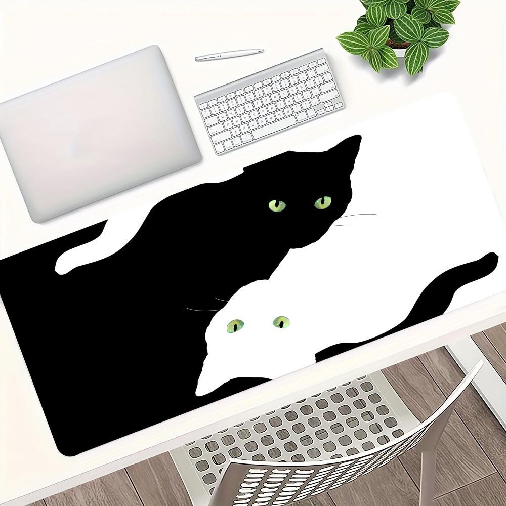 

Yin Yang Black & White Cats Mouse Pad, Minimalist Feline Desk Decor Cute HD Desk Extended Gaming Keyboard Mats Large XXL Gamer 600x300x2mm