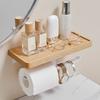 Tissue Rack Strong Bearing Capacity Punch Free Wooden Bathroom Toilet Wall Hanging
