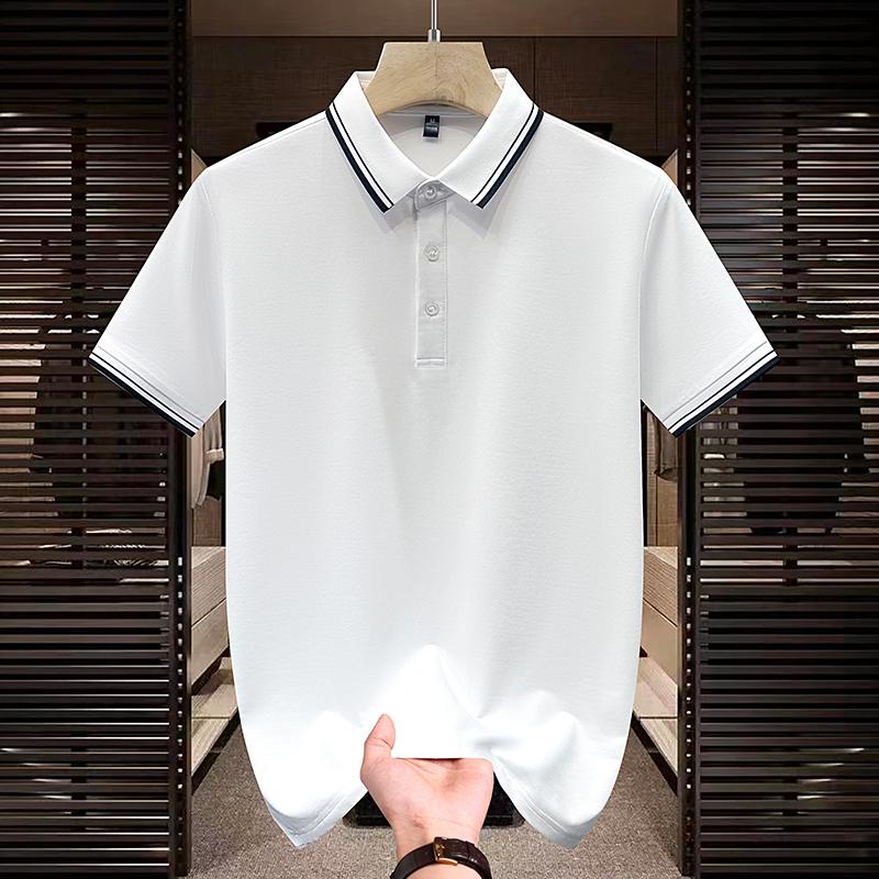 Summer Ice Silk Men's Short Sleeved T-shirt Men's Short Sleeved Polo Shirt
