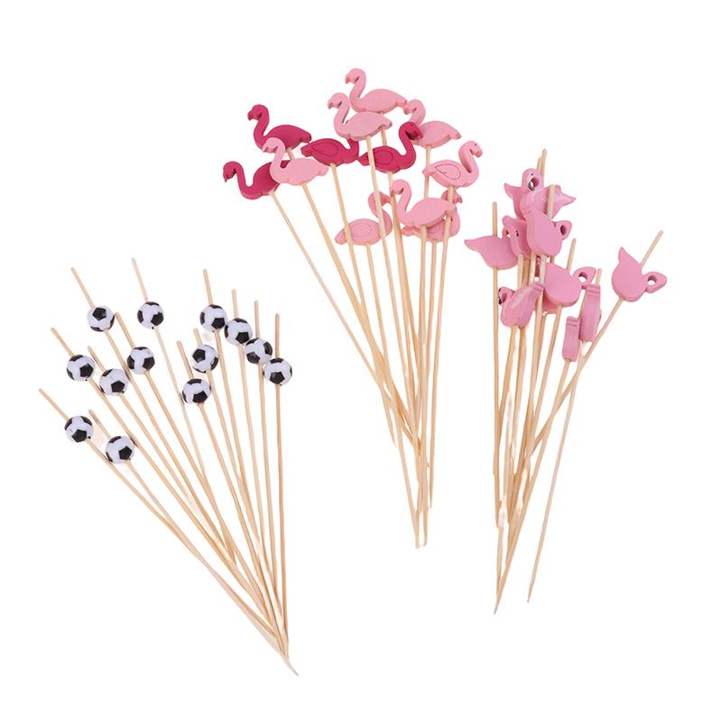 100Pcs Disposable Bamboo Cocktail Food Fruit Picks Wooden Toothp Party Supplies