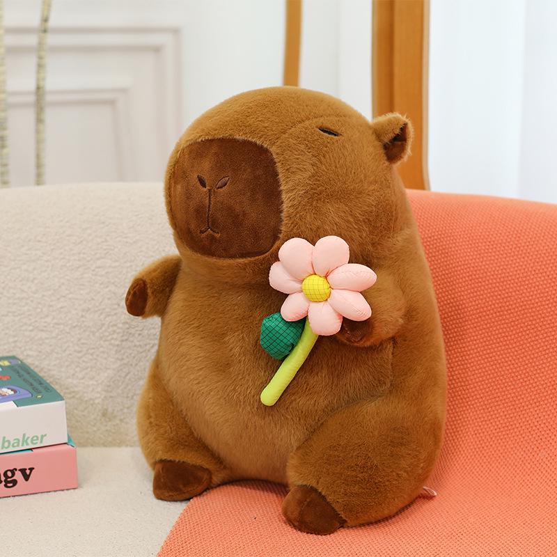 Adorable Capybara Plush Toy - Cartoon Flower Holder for Kids