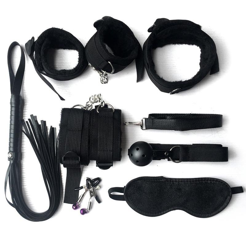 BDSM Kits Plush Bondage Handcuffs Sexulaes Games Whip Mouth Gag Nipple Clamps Sex Toys For Couples Exotic Accessories Adults