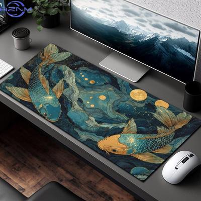 Design Motif Poissons Koi Fantaisie Grand Tapis de Souris Tapis de Bureau Tapis de Jeu Accessoires PC Clavier Tapis Étendu Tapis de Souris Tapis de Bureau